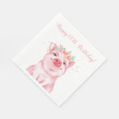 Cute Floral Pig 60th Birthday Servet (Hoek)