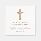 Cute Floral Pink Cross Girl First Community Servet (Voorkant)