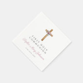 Cute Floral Pink Cross Girl First Community Servet (Hoek)