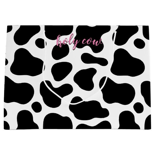 cute floral pink Holy Cow leather 1st Birthday Groot Cadeauzakje (Voorkant)