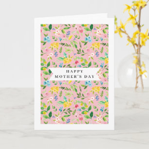 Cute Floral Pink Moederdag Card Kaart
