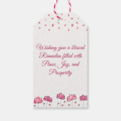 Cute Floral Pink Mosque Islamic Ramadan Kareem Cadeaulabel (Achterkant)