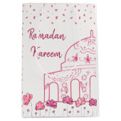 Cute Floral Pink Mosque Islamic Ramadan Kareem Medium Cadeauzakje (Voorkant)