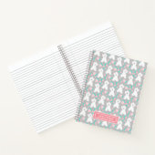 Cute Floral Puppy Pattern | Gepersonaliseerd | Gri Notitieboek (Binnen)