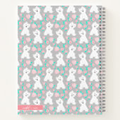 Cute Floral Puppy Pattern | Gepersonaliseerd | Gri Notitieboek (Achterkant)