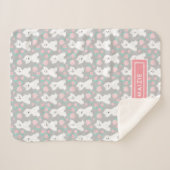 Cute Floral Puppy Pattern | Gepersonaliseerd grijs Sherpa Deken (Voorkant (horizontaal))