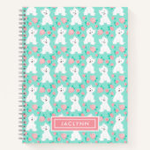 Cute Floral Puppy Pattern | Gepersonaliseerd | Mun Notitieboek (Voorkant)