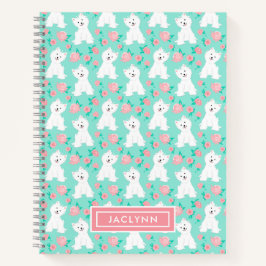 Cute Floral Puppy Pattern | Gepersonaliseerd | Mun Notitieboek