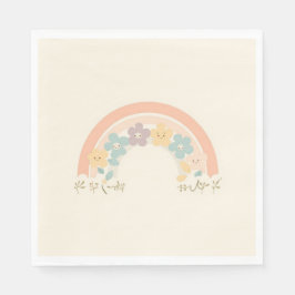 Cute Floral Rainbow Smiles Pastel Party Napkins Servet