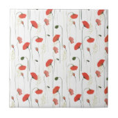 Cute Floral Red Poppy Pattern Ceramic Tile Tegeltje (Voorkant)
