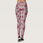 Cute Floral Red & Roze Pattern Leggings (Achterkant)