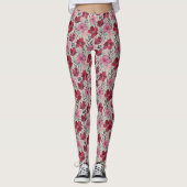 Cute Floral Red & Roze Pattern Leggings (Voorkant)
