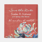 Cute Floral Red Wedding Save the Date Magneet (Voorkant)