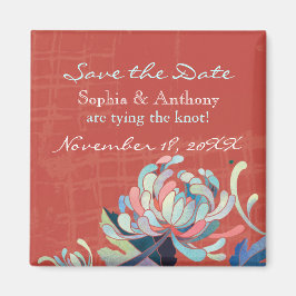 Cute Floral Red Wedding Save the Date Magneet