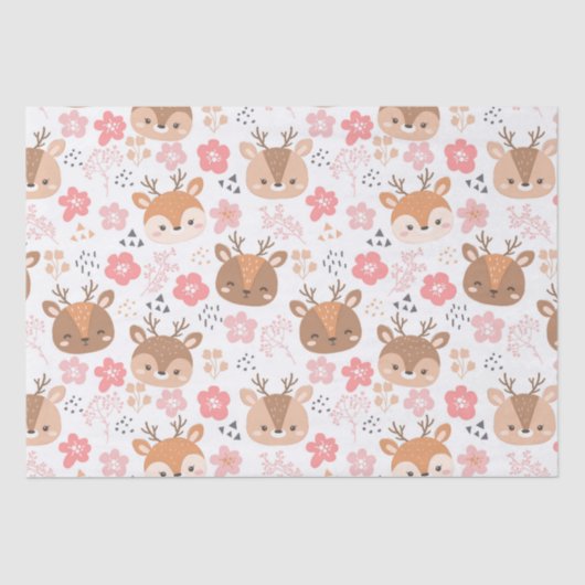 Cute Floral Reindeer Tissuepapier (Voorkant)