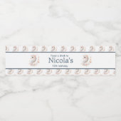 Cute Floral Seahorse Birthday Party Waterfles Etiket (Enkel label)