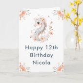Cute Floral Seahorse Happy Birthday Kaart (Gele Bloem)