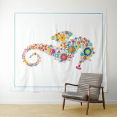 Cute floral seahorse illustratie wandkleed (In Situ (horizontaal))