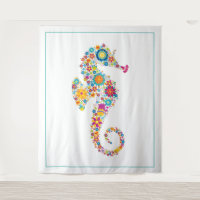 Cute floral seahorse illustratie