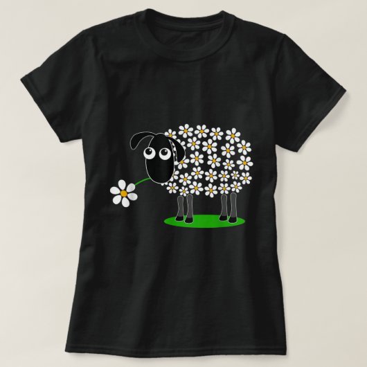 Cute Floral Sheep Design T-shirt (Design voorkant)