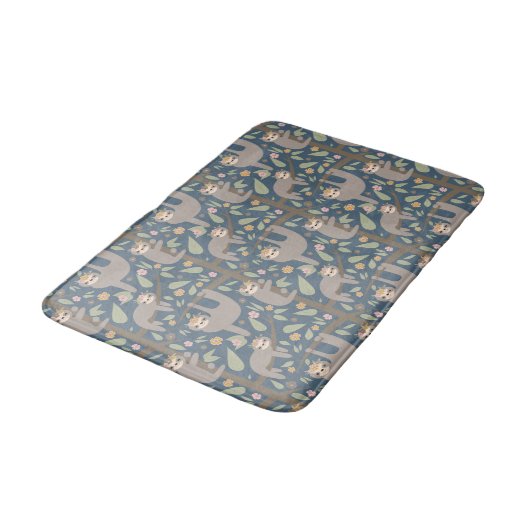 Cute Floral Sloth Pattern Badmat (Gekanteld)
