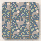 Cute Floral Sloth Pattern Bier Onderzetter (Voorkant)