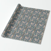 Cute Floral Sloth Pattern Cadeaupapier (Uitgerold)