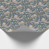 Cute Floral Sloth Pattern Cadeaupapier (Hoek)