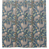 Cute Floral Sloth Pattern Douchegordijn (Voorkant)