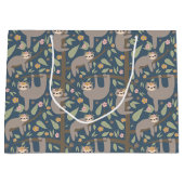 Cute Floral Sloth Pattern Groot Cadeauzakje (Voorkant)