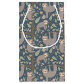 Cute Floral Sloth Pattern Klein Cadeauzakje (Achterkant)