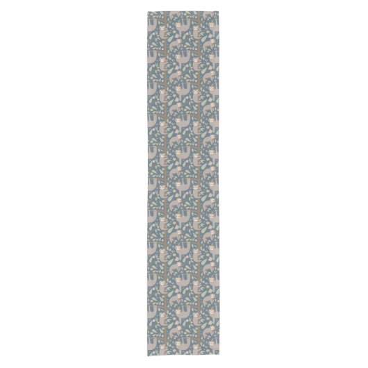 Cute Floral Sloth Pattern Korte Tafelloper (Voorkant)