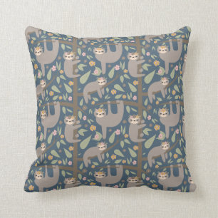 Cute Floral Sloth Pattern Kussen