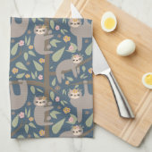 Cute Floral Sloth Pattern Theedoek (Quarter Fold)