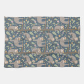 Cute Floral Sloth Pattern Theedoek (Horizontaal)