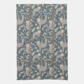 Cute Floral Sloth Pattern Theedoek (Verticaal)