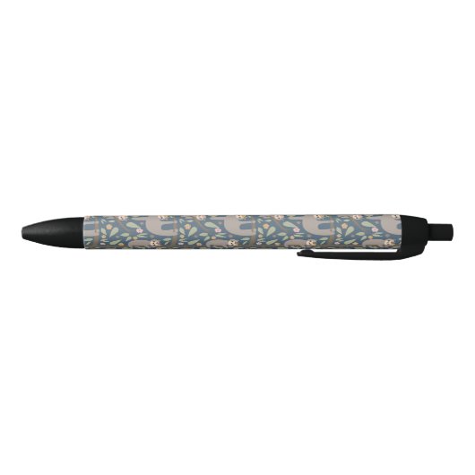 Cute Floral Sloth Pattern Zwarte Inkt Pen (Bodem)