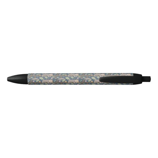 Cute Floral Sloth Pattern Zwarte Inkt Pen (Achterkant)