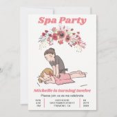 Cute Floral Spa Girls Birthday Party Kaart (Voorkant)