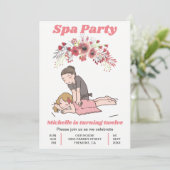 Cute Floral Spa Girls Birthday Party Kaart (Staand voorkant)
