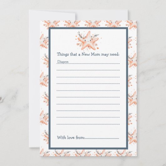 Cute Floral Starfish Baby Shower Kaart (Voorkant)