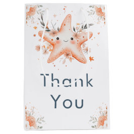 Cute Floral Starfish Baby Shower Medium Cadeauzakje