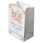 Cute Floral Starfish Baby Shower Medium Cadeauzakje (Achterkant Gekanteld)