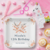 Cute Floral Starfish Birthday Party Papieren Bordje (Feest)