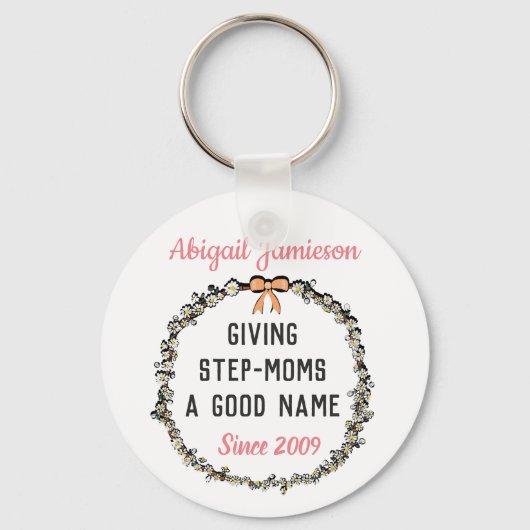 Cute Floral Step Ma Happy Moederdag Sleutelhanger (Voorkant)