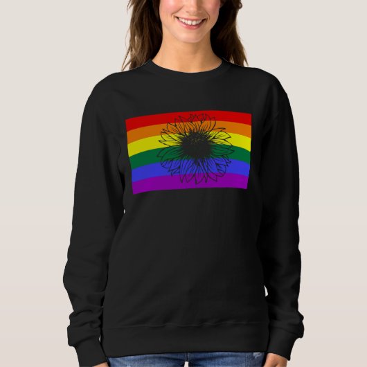 Cute Floral Sunflower LGBTQ Gay Pride Flag Queer F Trui (Voorkant)
