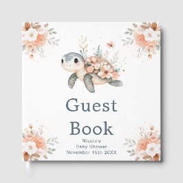 Cute Floral Turtle Baby Shower Gastenboek