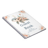 Cute Floral Turtle Baby Shower Guest Book Notitieboek (Rechterzijde)