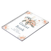 Cute Floral Turtle Baby Shower Guest Book Notitieboek (Linkerzijde)