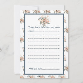Cute Floral Turtle Baby Shower Kaart